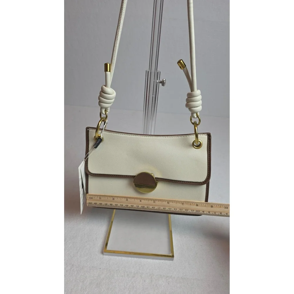 Scarleton Los Angeles Cream Vegan Leather Shoulder Bag Gold Swivel Clasp NWT